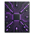 Neon Cybernetic Circuitry Glowing Abstract Art Rug