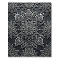 Elegant Silver Floral Filigree Medallion Rug