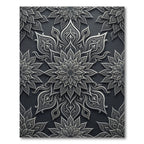 Elegant Silver Floral Filigree Medallion Rug