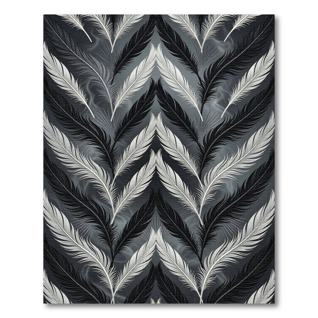 Monochrome Feather Chevron Arrangement Rug