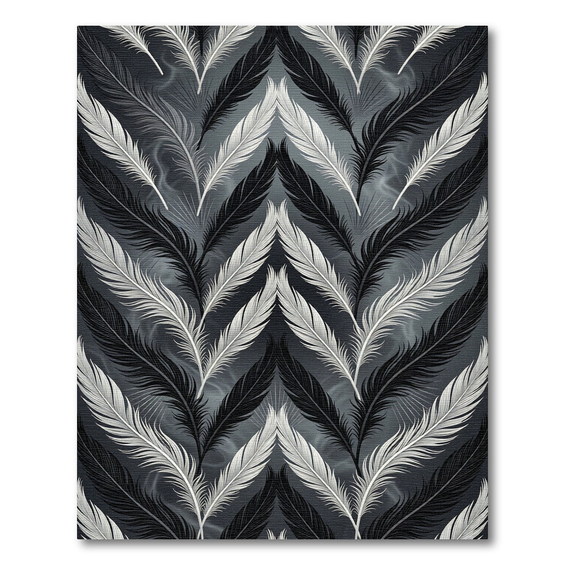 Monochrome Feather Chevron Arrangement Rug