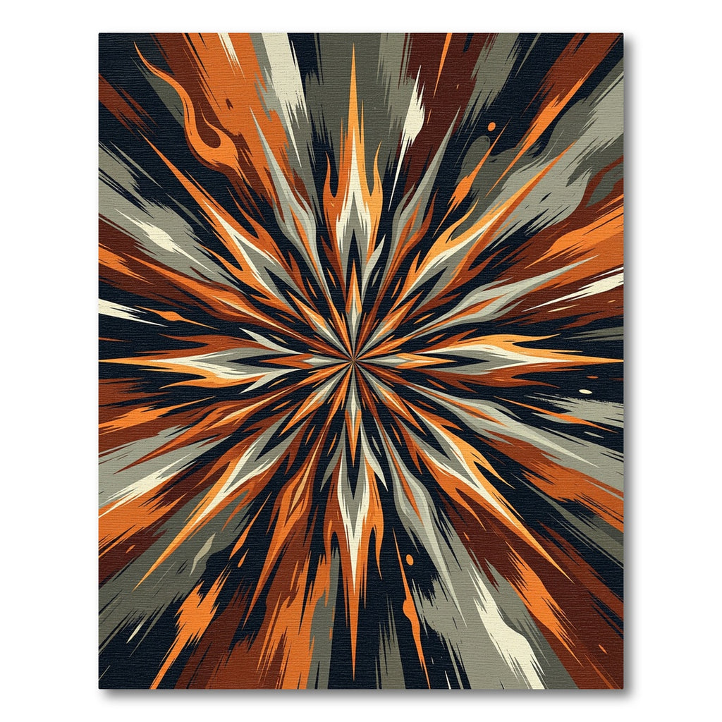 Explosive Orange and Gray Starburst Rug