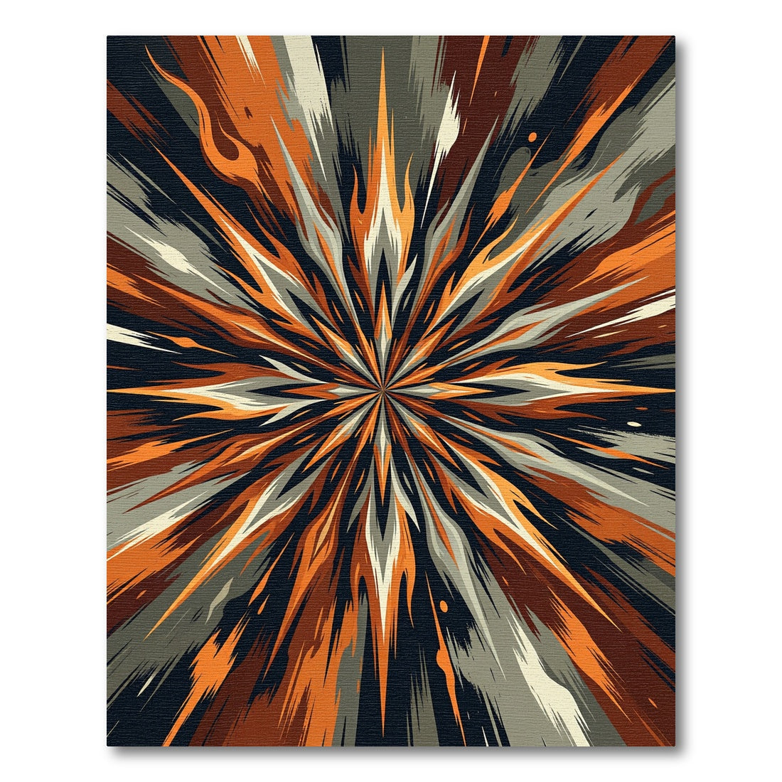 Explosive Orange and Gray Starburst Rug