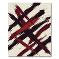Bold Crimson Black Abstract Brushstroke Rug