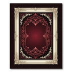 Crimson Red Ornate Floral Border Rug