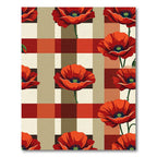 Bold Red Poppy Plaid Composition Rug