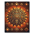 Radiant Amber Aztec Sun Geometric Rug