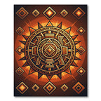 Radiant Amber Aztec Sun Geometric Rug