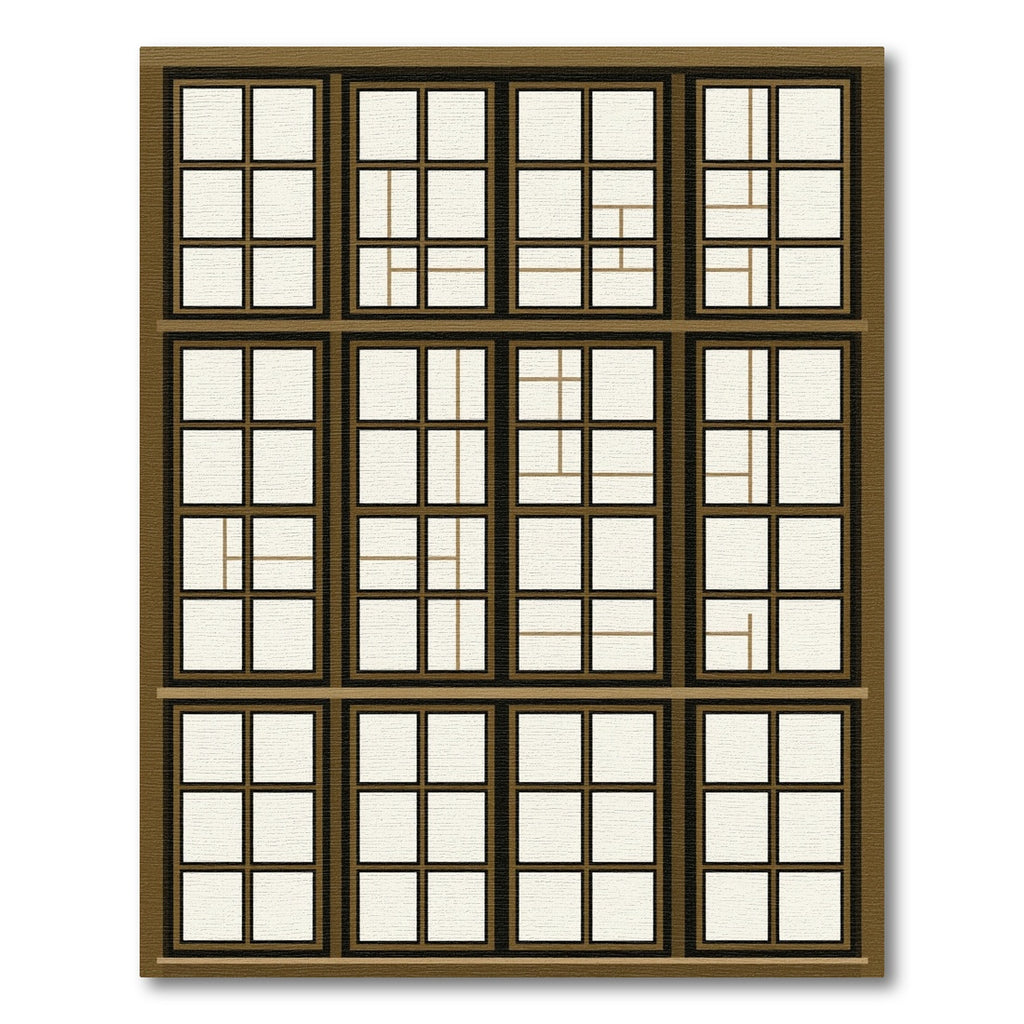 Brown Grid Window Pane Composition Rug