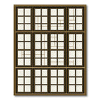 Brown Grid Window Pane Composition Rug