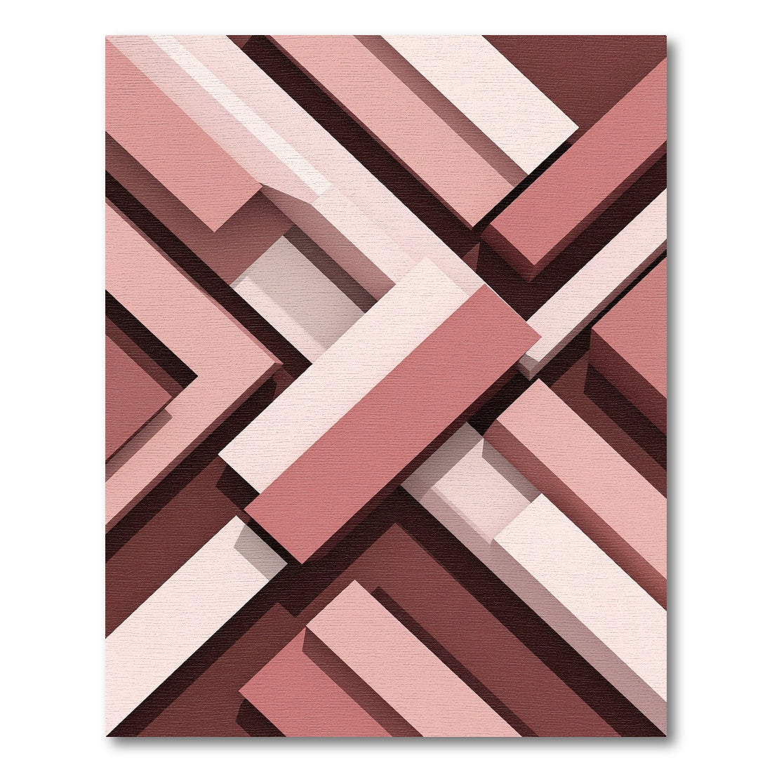 Modern Geometric Rose Gold Layered Blocks Rug