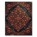 Ornate Copper Floral Damask Medallion Rug