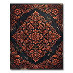 Ornate Copper Floral Damask Medallion Rug