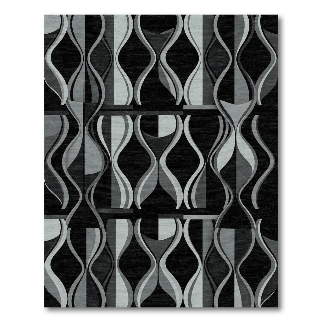 Retro Gray Hourglass Waves Rug