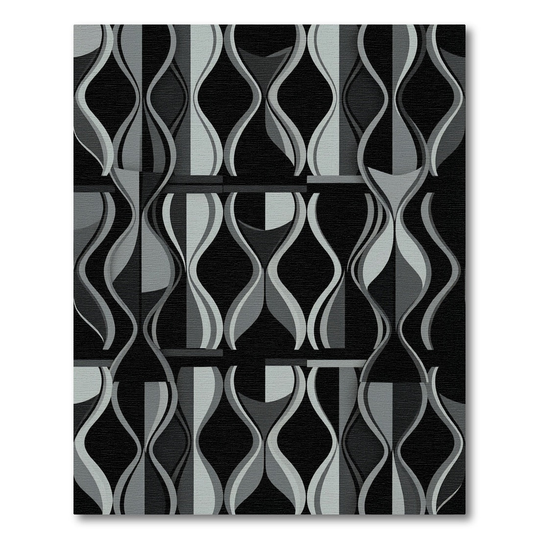 Retro Gray Hourglass Waves Rug