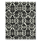 Black White Lantern Paisley Pattern Rug
