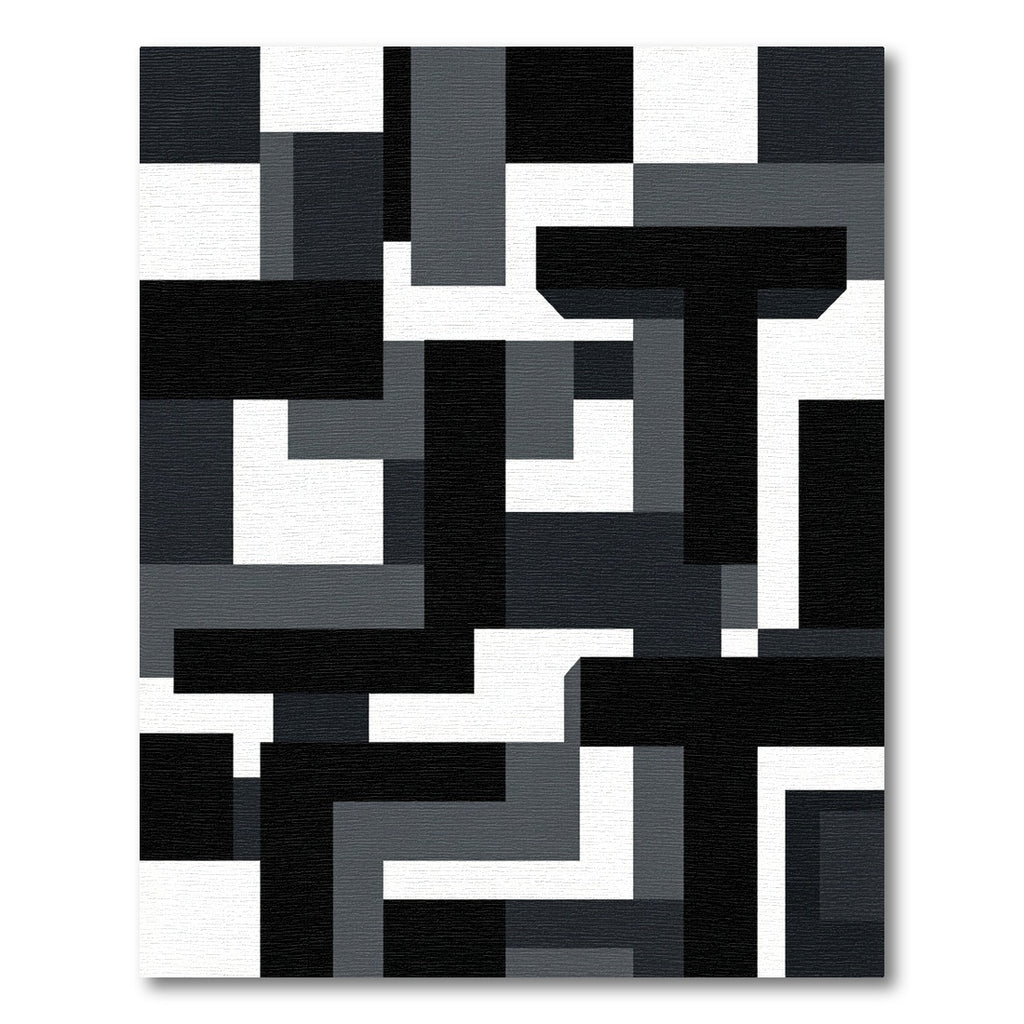 Modern Gray Black Abstract Geometric Rug