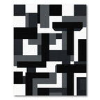 Modern Gray Black Abstract Geometric Rug