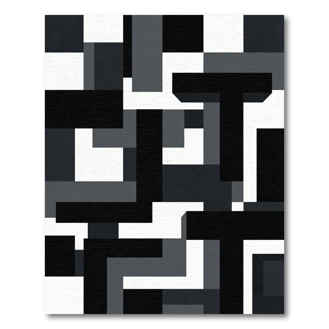 Modern Gray Black Abstract Geometric Rug