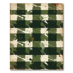 Distressed Green Gingham Splatter Rug