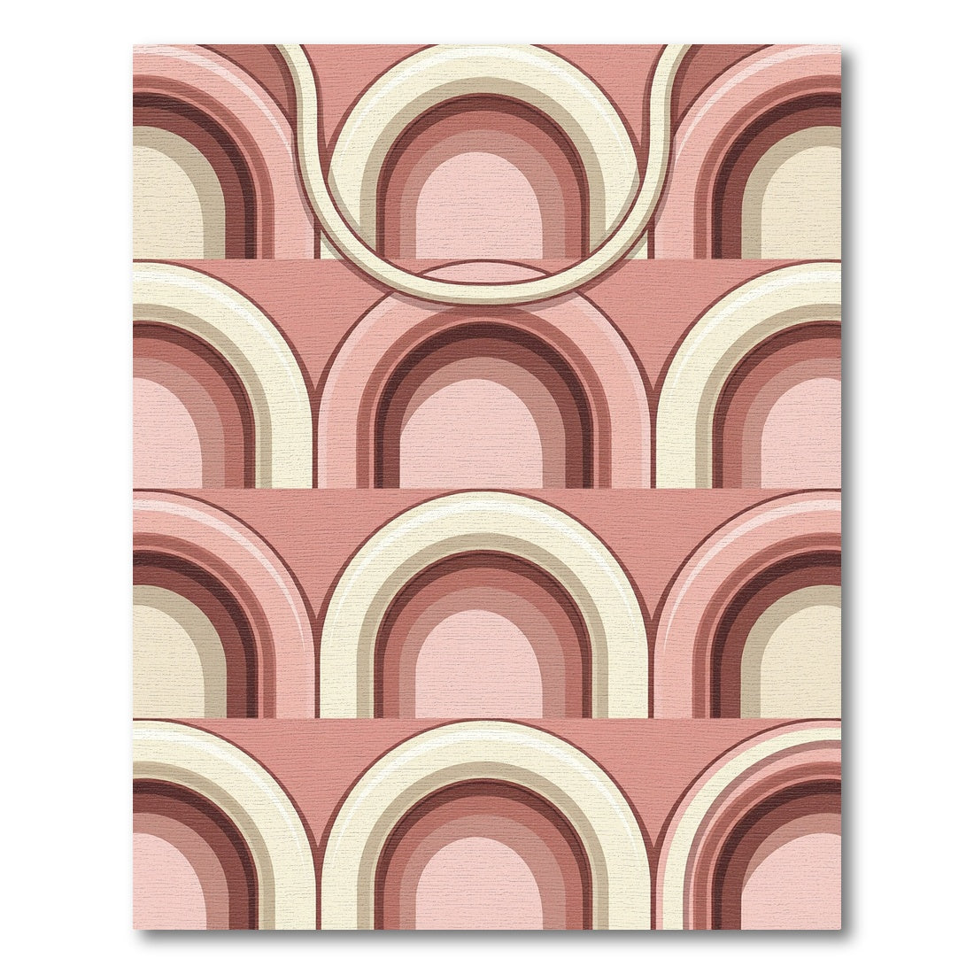 Retro Blush Arch Geometric Art Rug