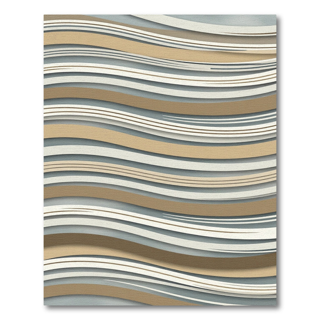 Contemporary Wavy Earth Tone Striped Rug