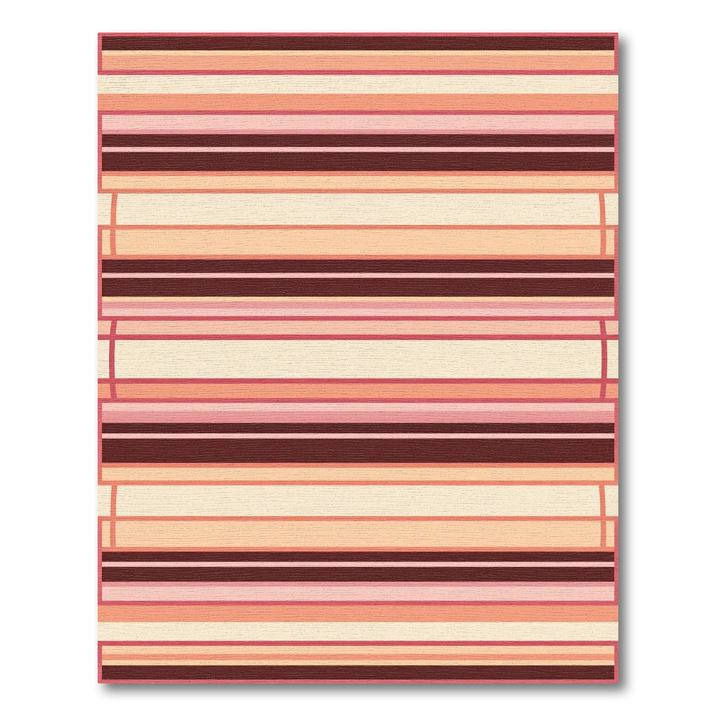 Warm Coral Red Striped Contemporary Rug