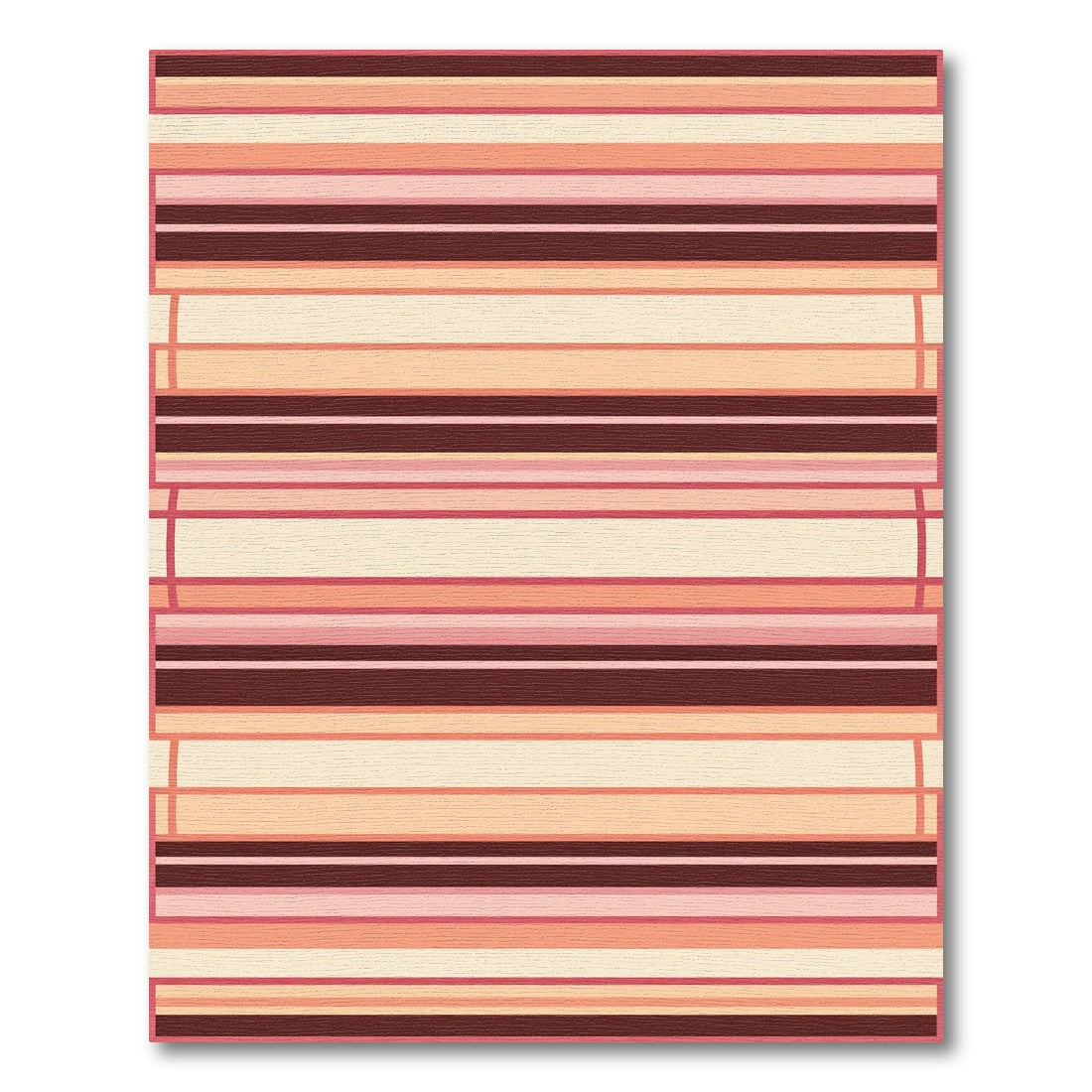 Warm Coral Red Striped Contemporary Rug