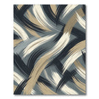 Abstract Brushed Swirls Blue Beige Rug