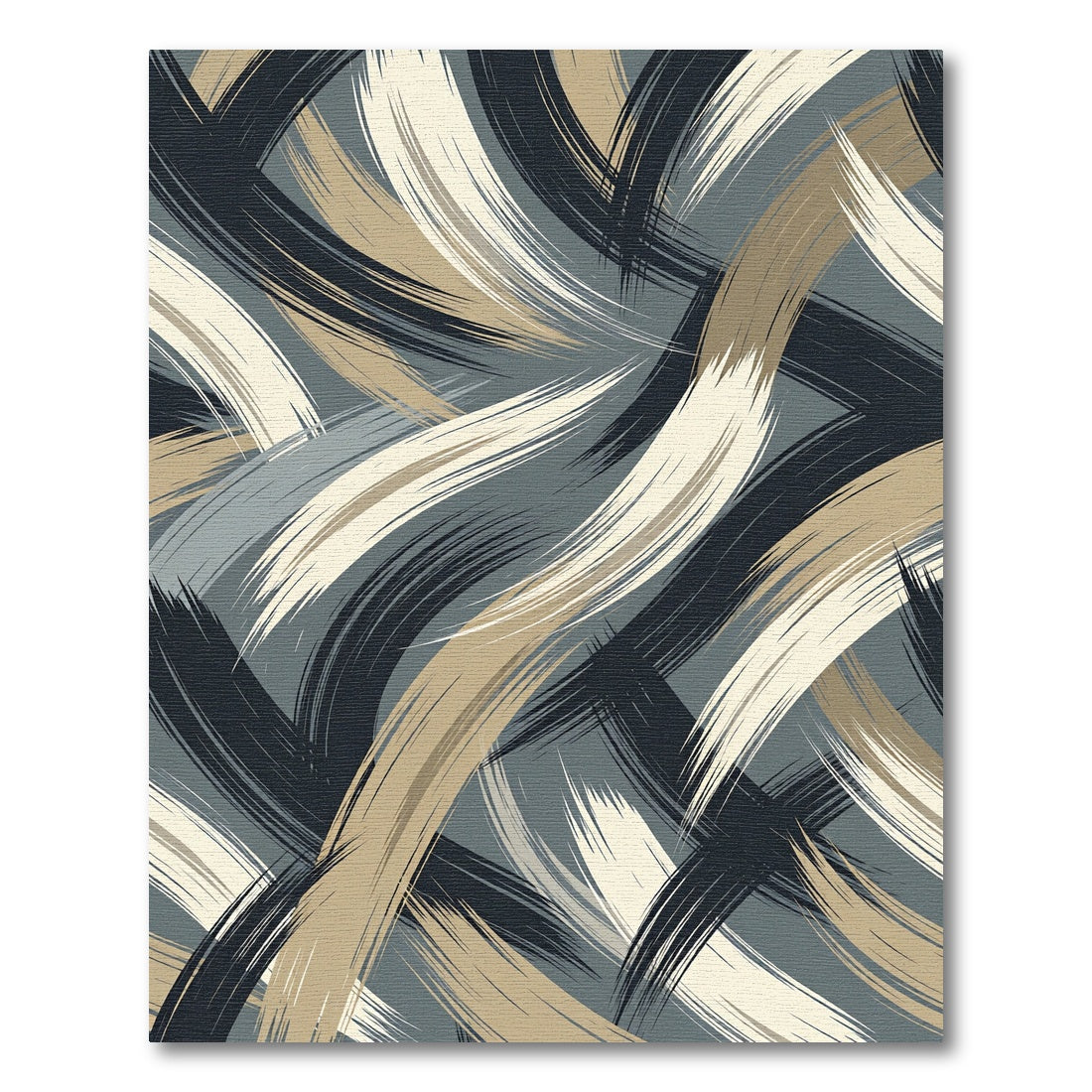 Abstract Brushed Swirls Blue Beige Rug
