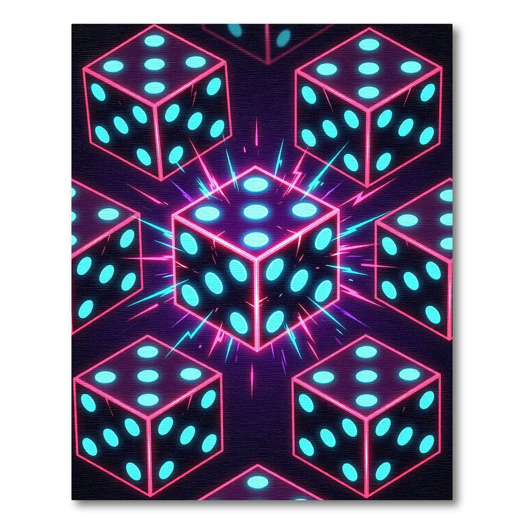 Neon Cube Glow Geometric Dice Art Rug
