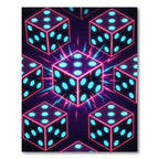 Neon Cube Glow Geometric Dice Art Rug