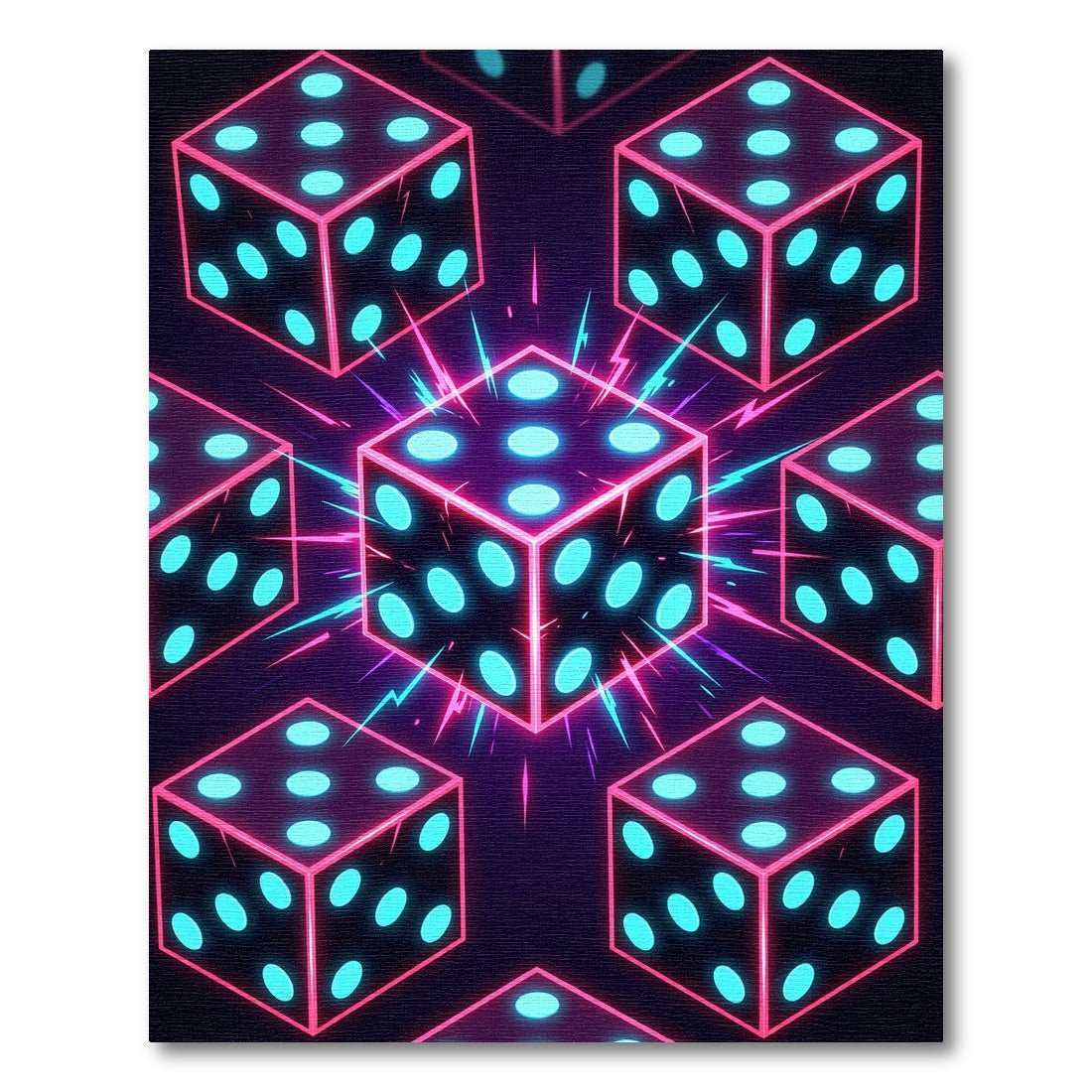 Neon Cube Glow Geometric Dice Art Rug