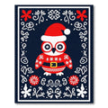 Festive Red Owl Christmas Border Rug