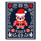 Festive Red Owl Christmas Border Rug