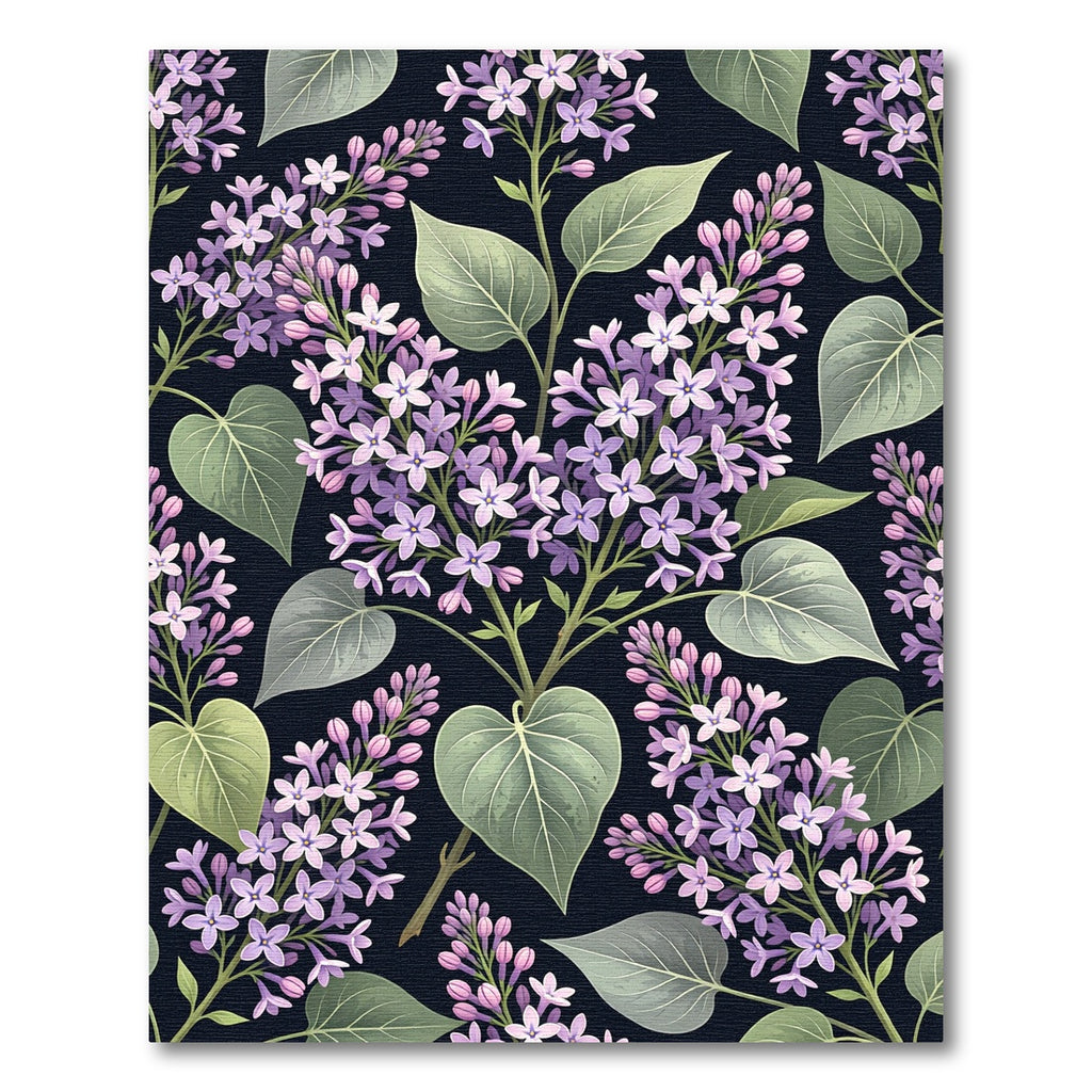Elegant Purple Lilac Floral Navy Garden Rug