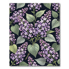 Elegant Purple Lilac Floral Navy Garden Rug