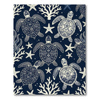 Navy Sea Turtle Coral Oceanic Illustration Rug