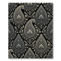 Ornate Black Silver Paisley Floral Rug