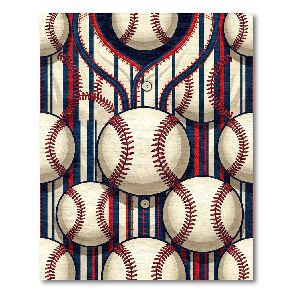 Vintage Baseball Striped Blue Red Rug