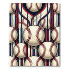 Vintage Baseball Striped Blue Red Rug