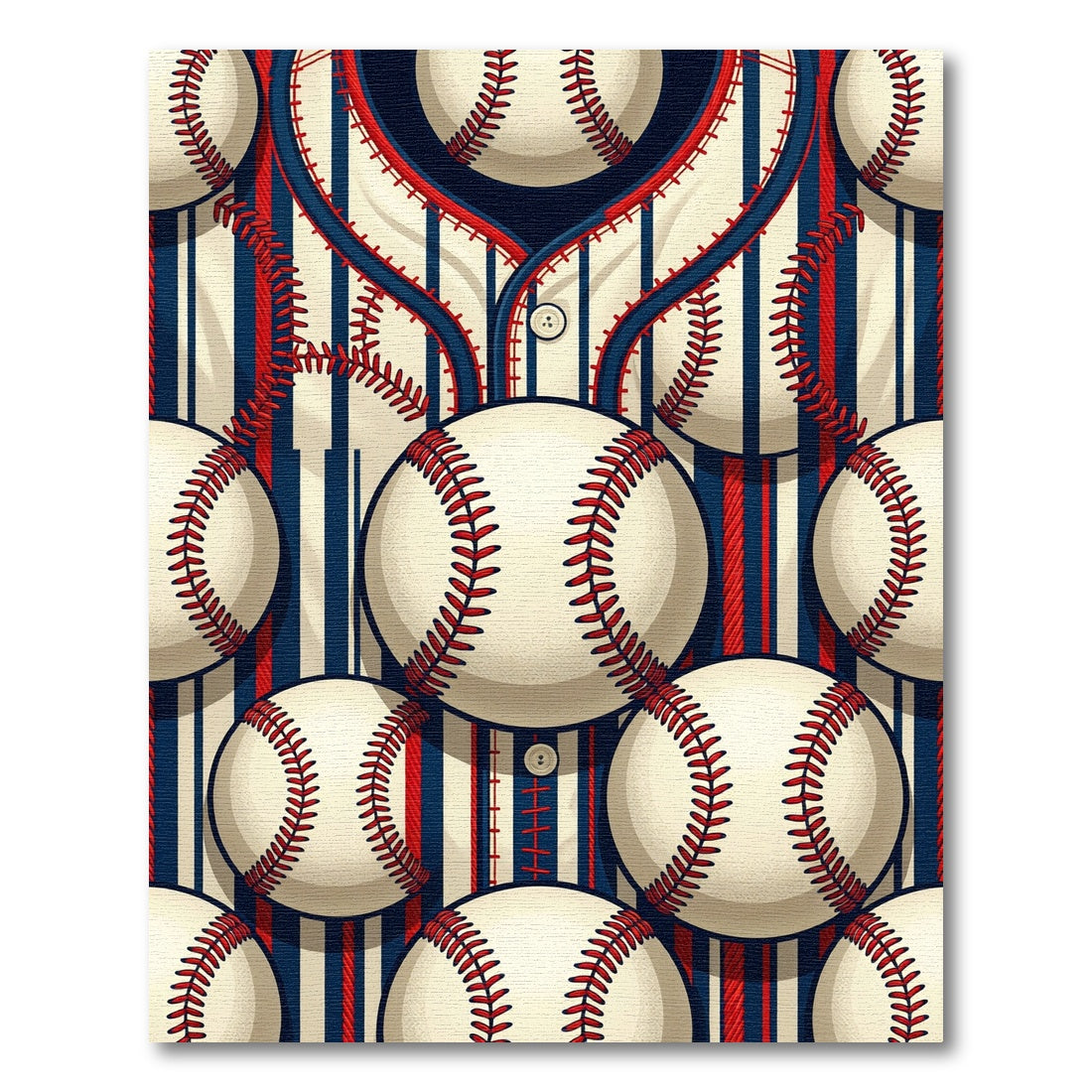 Vintage Baseball Striped Blue Red Rug