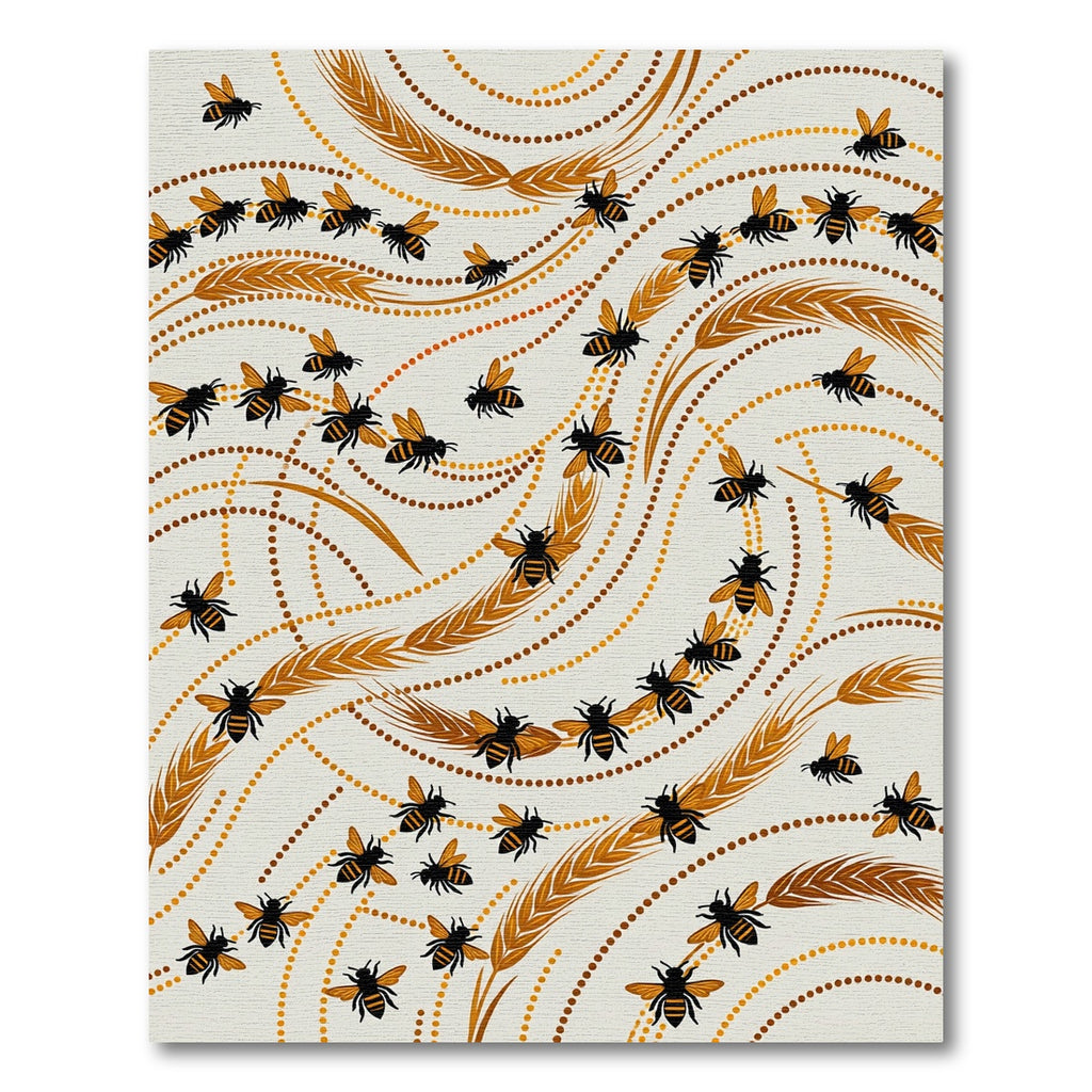 Golden Honey Bee Wheat Swirls Rug