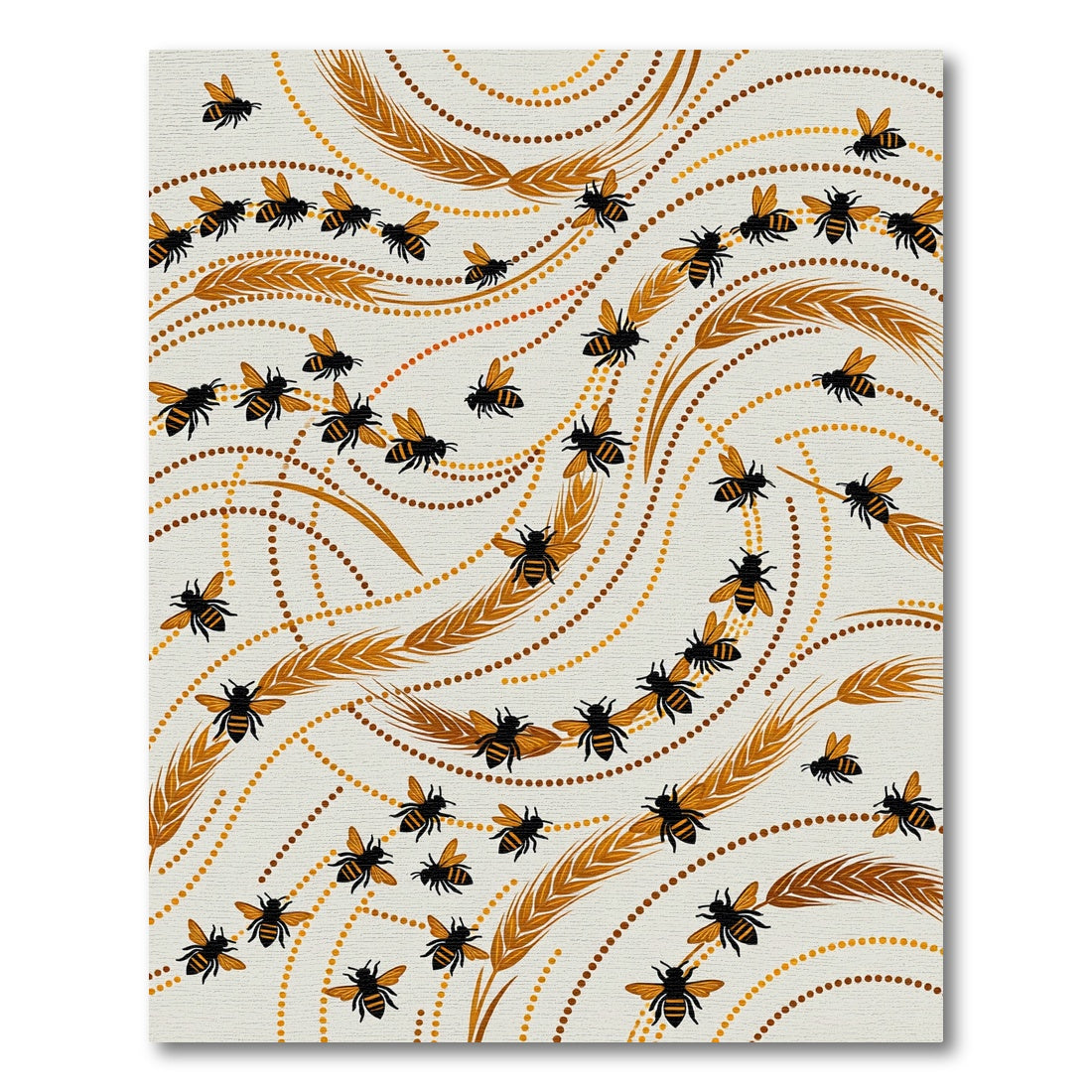 Golden Honey Bee Wheat Swirls Rug