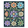 Vibrant Floral Meadow Dark Navy Accent Rug
