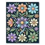 Vibrant Floral Meadow Dark Navy Accent Rug