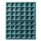 Teal Square Grid Composition Rug