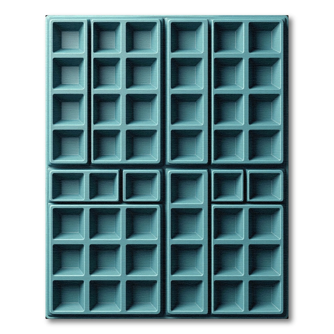 Teal Square Grid Composition Rug
