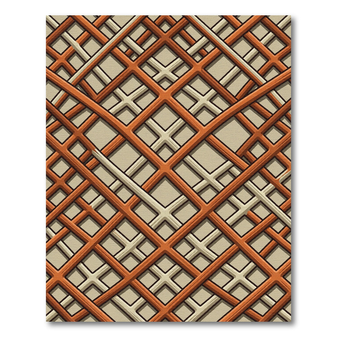 Terracotta Lattice Interlocking Squares Rug