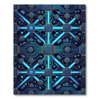 Neon Circuit Board Digital Tech Grid Rug
